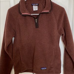 brown patagonia synchilla quarter zip fleece